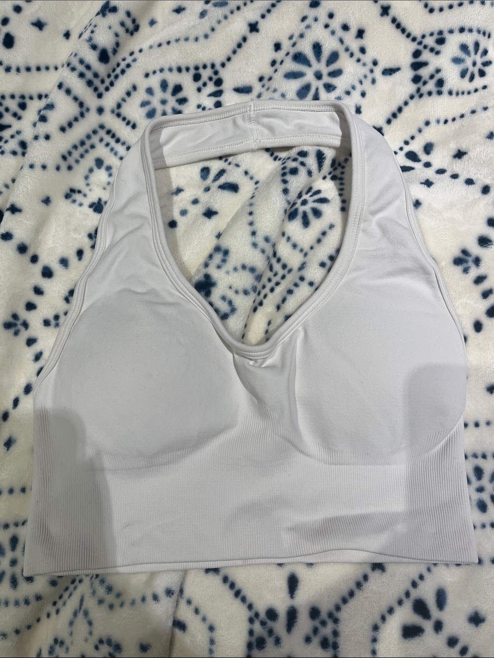 Halter Sports Bra in White